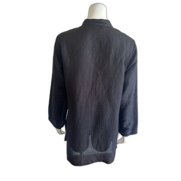 Pomodero black linen/viscose summer jacket.  Black.  US size 10 - Picture 3 of 12
